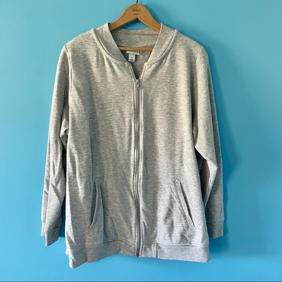 AVA & VIV Gray Zip Up Sweatshirt Sweater Sport Active 1X Soft Lounge Casual - Picture 2 of 12